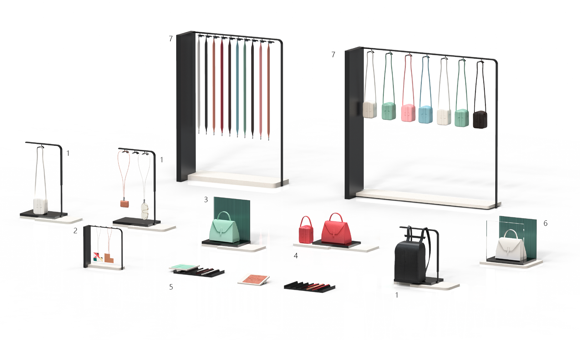 Overview of the seven Valextra display systems